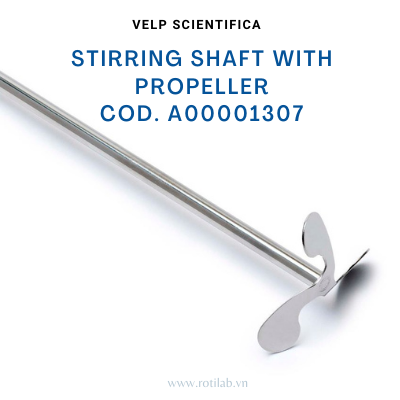 Stainless steel stirrer shaft with turbine blade produced by Velp